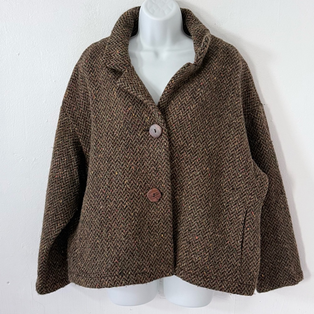 Vintage Henry White Wool Green/Brown Tweed Women's Jacket